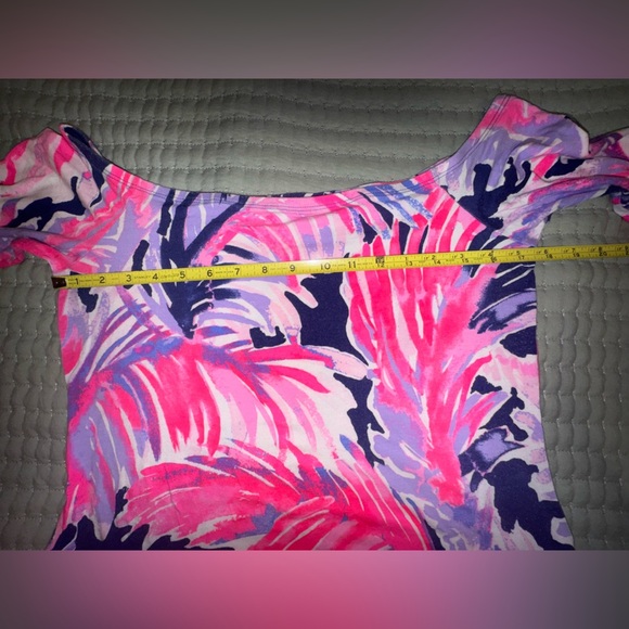 Lilly Pulitzer Audelia Off Shoulder True Blue Paradise Point Size Medium VGUC - Picture 3 of 9